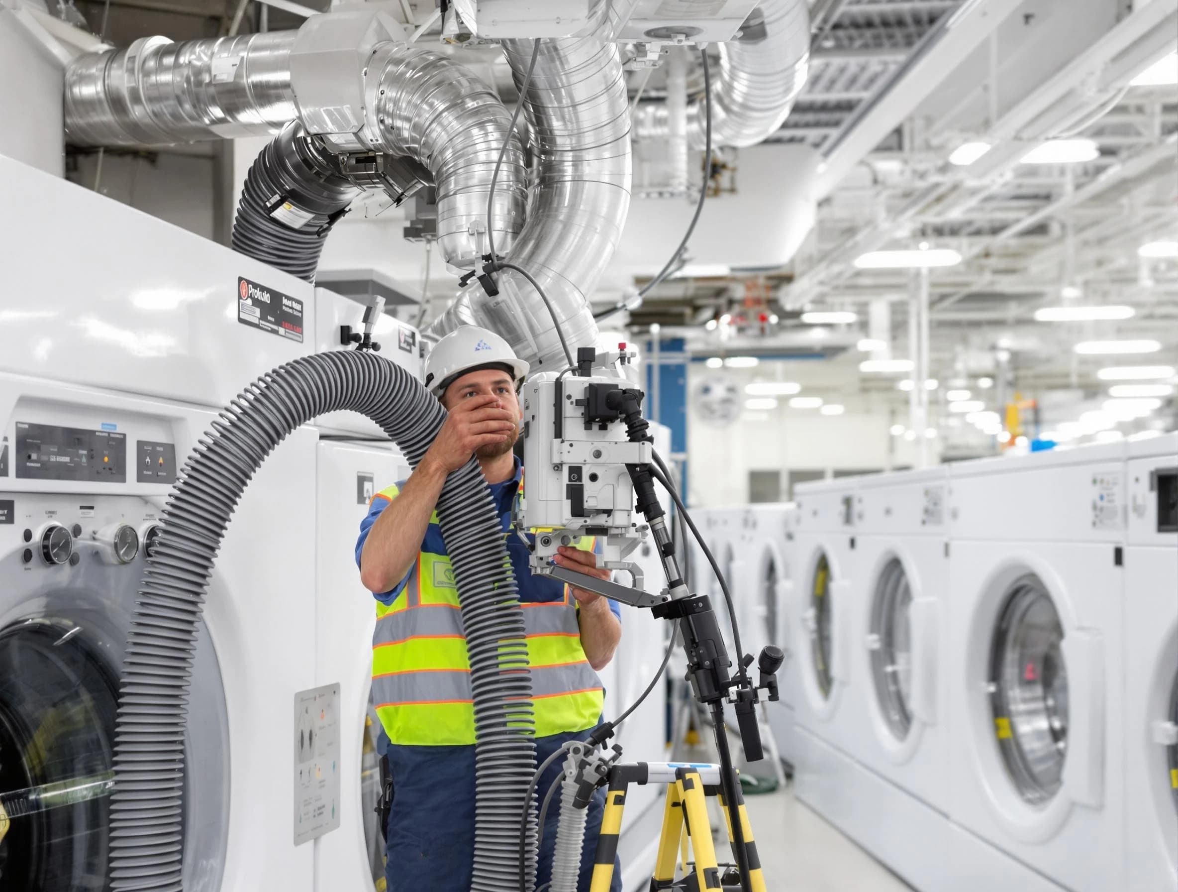 Chattahoochee Hills Dryer Vent Cleaning team performing commercial-grade dryer vent cleaning at a business facility in Chattahoochee Hills