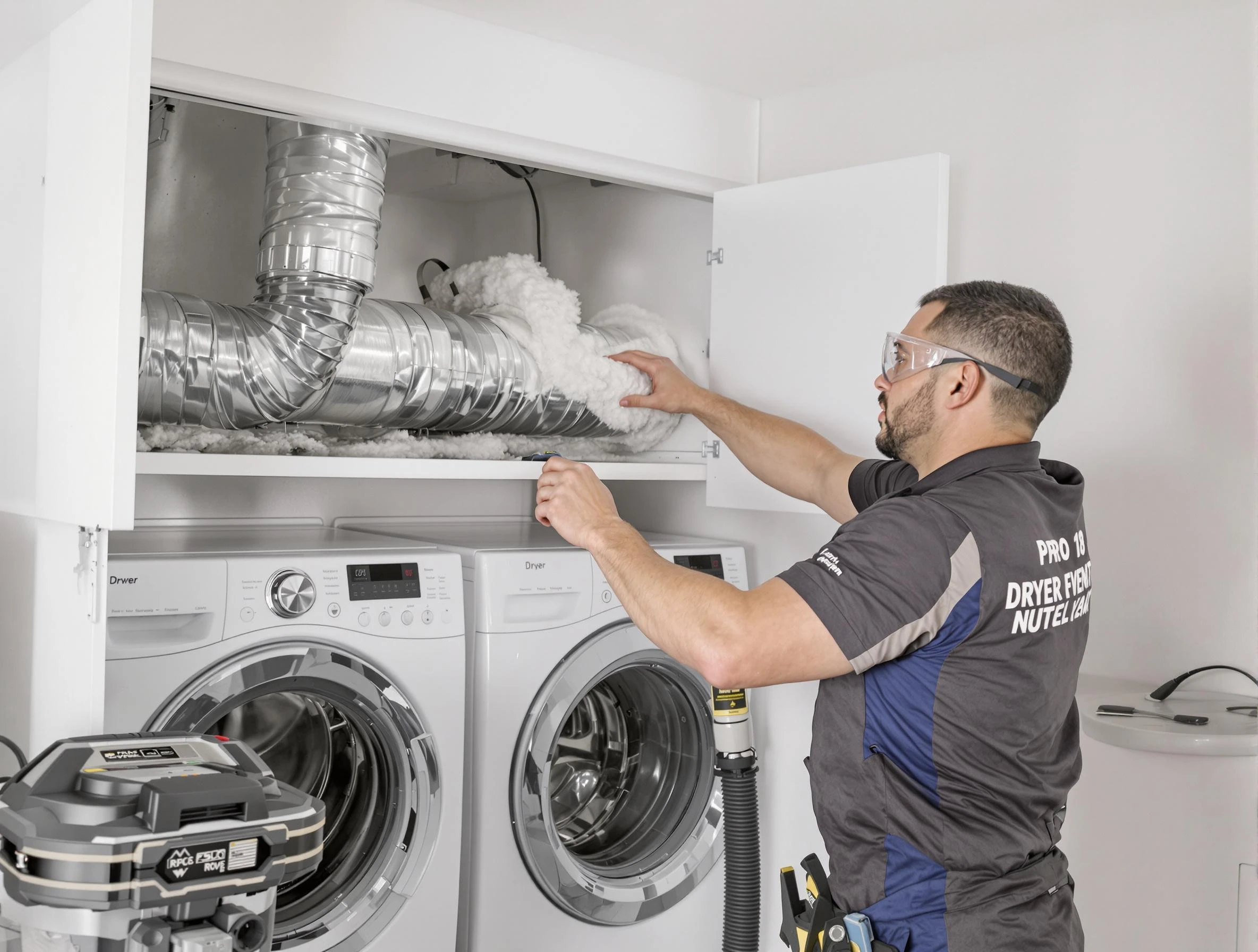Chattahoochee Hills Dryer Vent Cleaning certified technician performing specialized gas dryer vent cleaning in Chattahoochee Hills